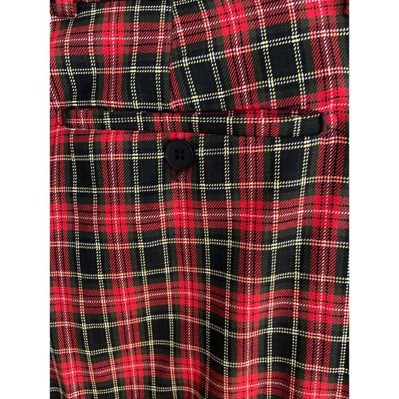 Man Boohoo Man Red Plaid Pants 32R NWOT  Waist 34" Inseam 28.5" Rise 10.5" - Picture 4 of 5